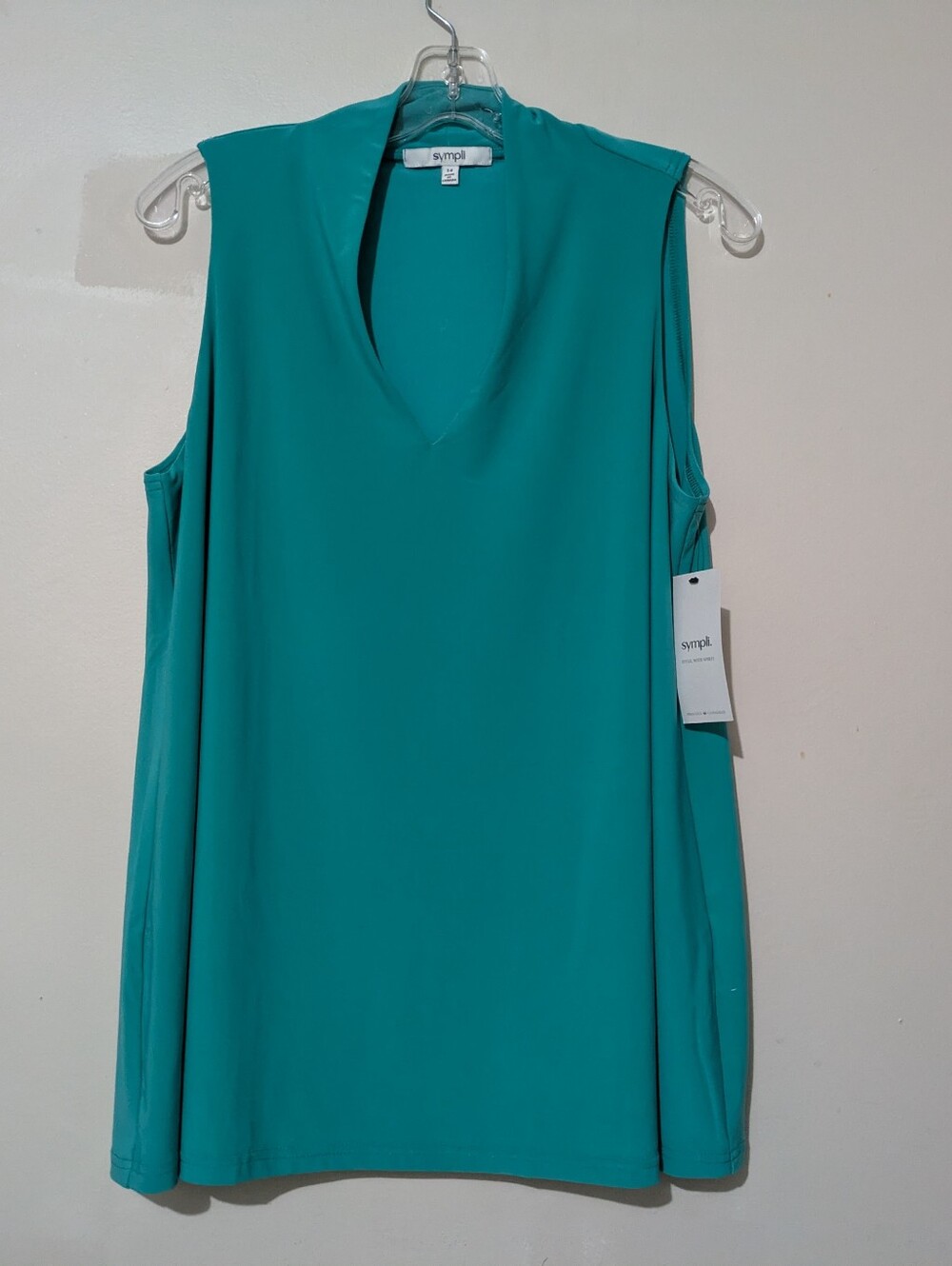 Sympli Clothing Deep V Trapeze Tank in Gem Tone Size 14 New with Tags!